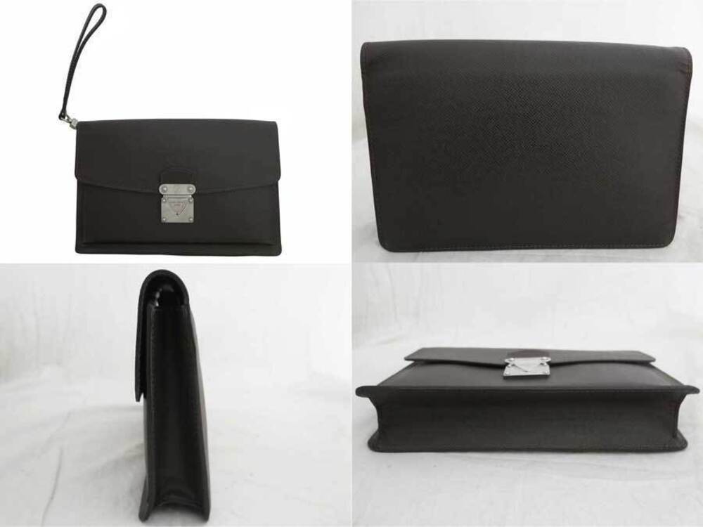 Louis Vuitton Leather Clutch Belaia Shoulder Brown Taiga Bag Brown